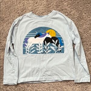 Hanna Andersson Blue and White Long Sleeve Tee with Nature Graphic